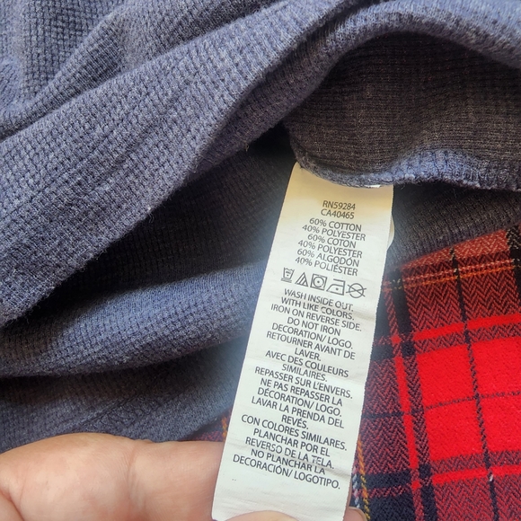 TCP fall plaid button down flannel with ls blue henley thermal & khaki pants - Picture 7 of 8